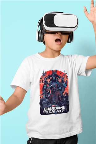 Guardians of the Galaxy Baskılı Beyaz Unisex Çocuk Tişört