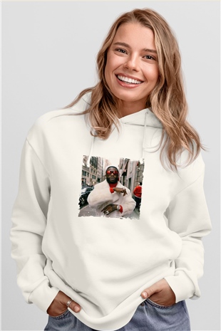 Gucci Mane Baskılı Unisex Beyaz Kapüşonlu Sweatshirt