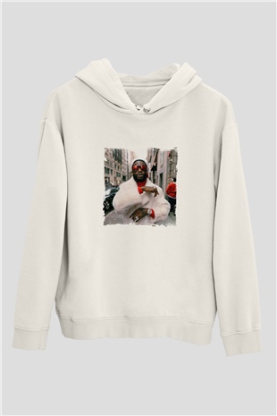 Gucci Mane Baskılı Unisex Beyaz Kapüşonlu Sweatshirt