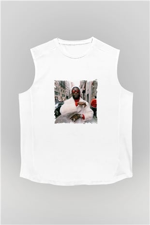 Gucci Mane Baskılı Unisex Beyaz Kolsuz Tişört