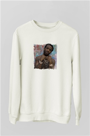 Gucci Mane Baskılı Unisex Beyaz Sweatshirt