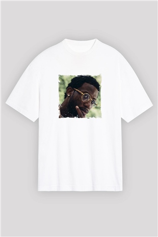 Gucci Mane Baskılı Oversize Beyaz Tişört