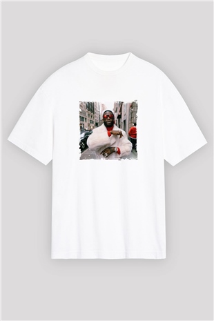 Gucci Mane Baskılı Oversize Beyaz Tişört