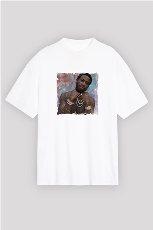 Gucci Mane Baskılı Oversize Beyaz Tişört