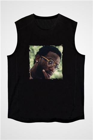 Gucci Mane Baskılı Unisex Siyah Kolsuz Tişört