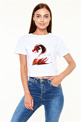 Guild Wars Beyaz Croptop Tişört