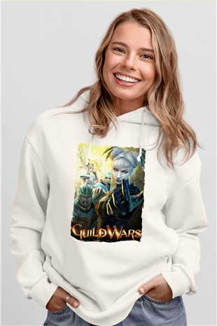 Guild Wars Beyaz Unisex Hoodie