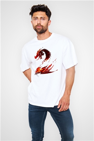 Guild Wars Beyaz Unisex Oversize Tişört T-Shirt