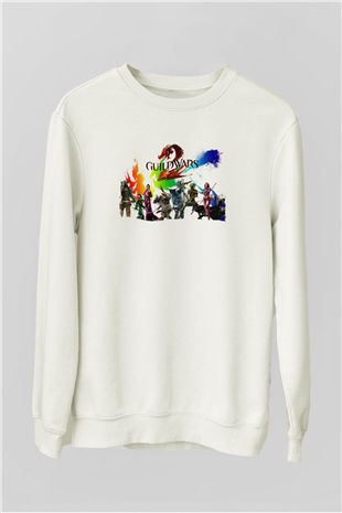 Guild Wars Beyaz Unisex Sweatshirt