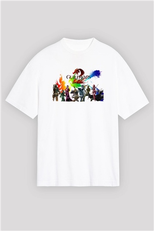 Guild Wars Beyaz Oversize Tişört Oversize T-shirt