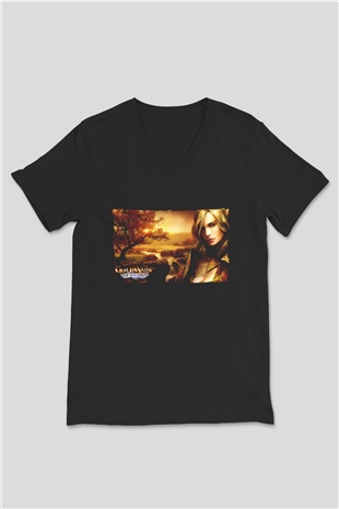 Guild Wars Siyah Unisex V Yaka Tişört