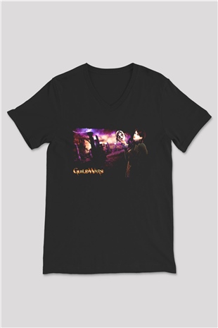 Guild Wars Siyah Unisex V Yaka Tişört