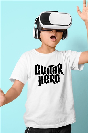 Guitar Hero Baskılı Beyaz Unisex Çocuk Tişört