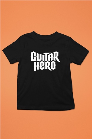 Guitar Hero Baskılı Siyah Unisex Çocuk Tişört