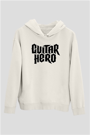 Guitar Hero Beyaz Unisex Kapşonlu Sweatshirt
