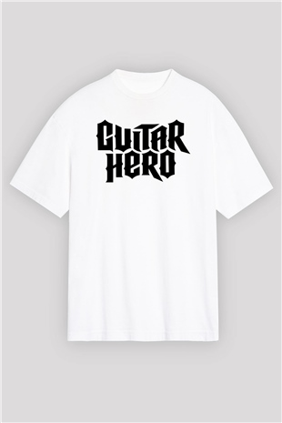 Guitar Hero Beyaz Unisex Oversize Tişört T-Shirt