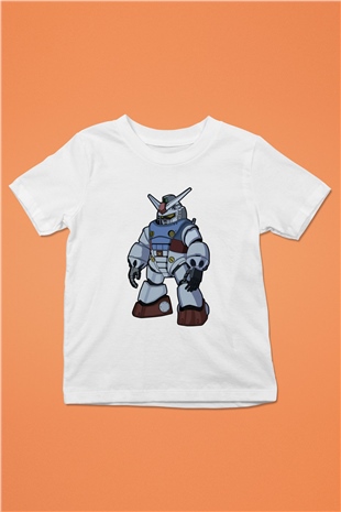 Gundam Robot Baskılı Unisex Beyaz Çocuk Tişört