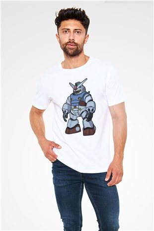 Gundam Robot Baskılı Unisex Beyaz Tişört