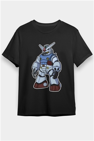 Gundam Robot Baskılı Unisex Siyah Tişört