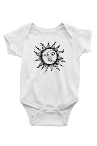 Güneş Baskılı Beyaz Unisex Bebek Body - Zıbın