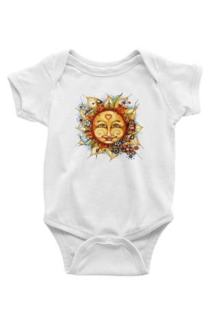 Güneş Baskılı Beyaz Unisex Bebek Body - Zıbın