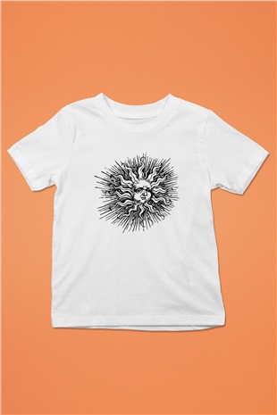 Güneş Baskılı Beyaz Unisex Çocuk Tişört