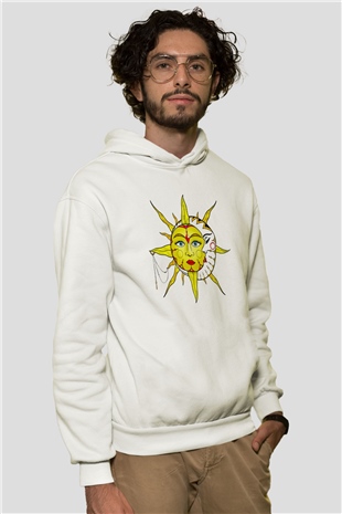 Güneş Beyaz Unisex Hoodie