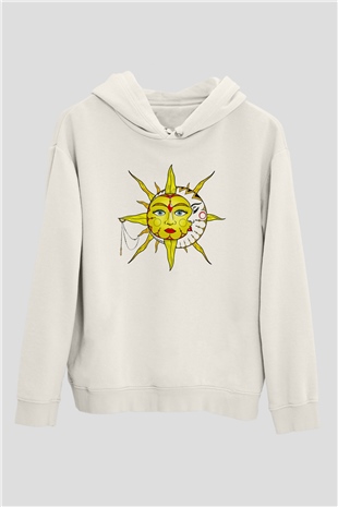 Güneş Beyaz Unisex Hoodie
