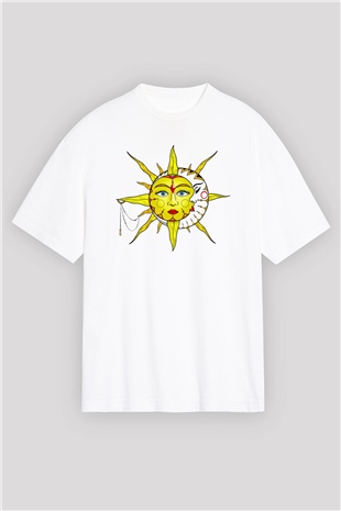 Güneş Beyaz Oversize Tişört Oversize T-shirt - TişörtFabrikası