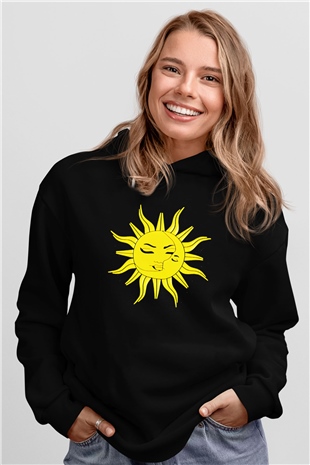 Güneş Siyah Unisex Hoodie