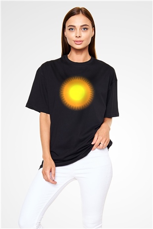 Güneş Siyah Unisex Oversize Tişört T-Shirt