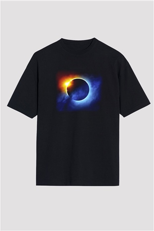 Güneş Siyah Unisex Oversize Tişört T-Shirt