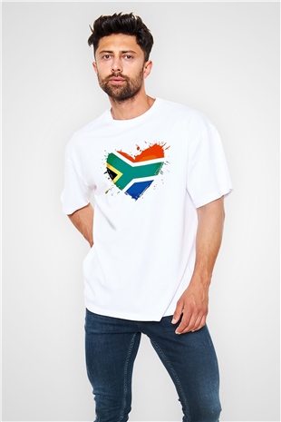 Güney Afrika Cumhuriyeti Beyaz Unisex Oversize Tişört T-Shirt