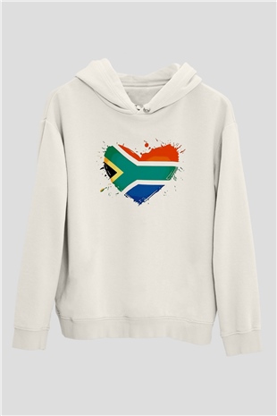 Güney Afrika Cumhuriyeti Beyaz Unisex Kapşonlu Sweatshirt