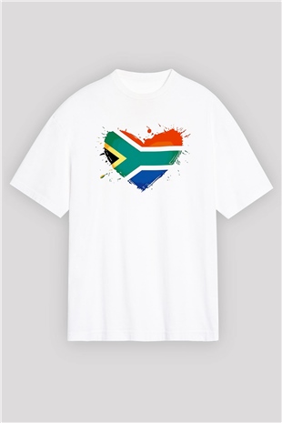 Güney Afrika Cumhuriyeti Beyaz Unisex Oversize Tişört T-Shirt