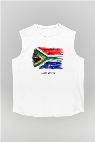 Güney Afrika Cumhuriyeti Beyaz Unisex Kolsuz Tişört