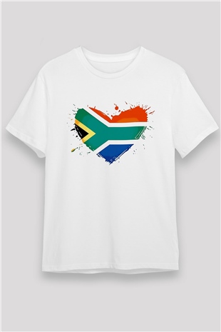 Güney Afrika Cumhuriyeti Beyaz Unisex Tişört T-Shirt - TişörtFabrikası