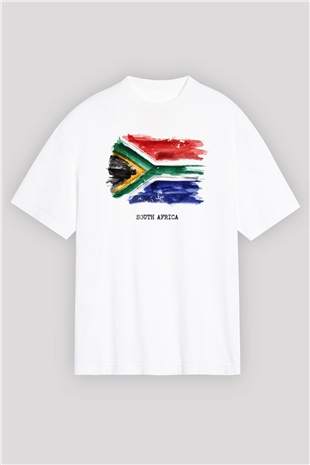 Güney Afrika Cumhuriyeti Beyaz Unisex Oversize Tişört T-Shirt