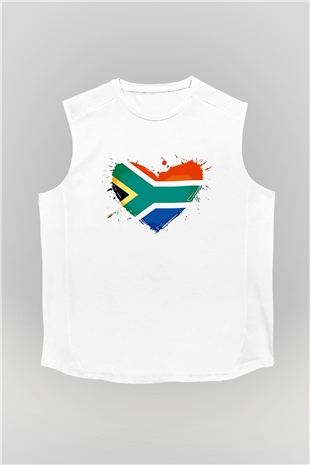 Güney Afrika Cumhuriyeti Beyaz Unisex Kolsuz Tişört