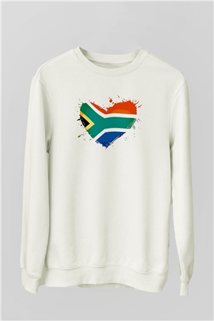 Güney Afrika Cumhuriyeti Beyaz Unisex Sweatshirt