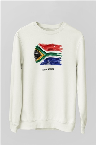 Güney Afrika Cumhuriyeti Beyaz Unisex Sweatshirt