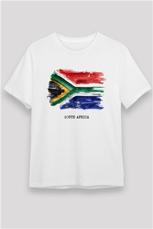 Güney Afrika Cumhuriyeti Beyaz Unisex Tişört T-Shirt - TişörtFabrikası