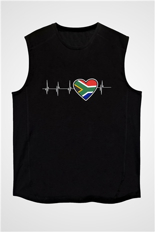 Güney Afrika Cumhuriyeti Siyah Unisex Kolsuz Tişört