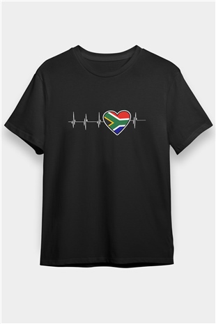 Güney Afrika Cumhuriyeti Siyah Unisex Tişört T-Shirt - TişörtFabrikası