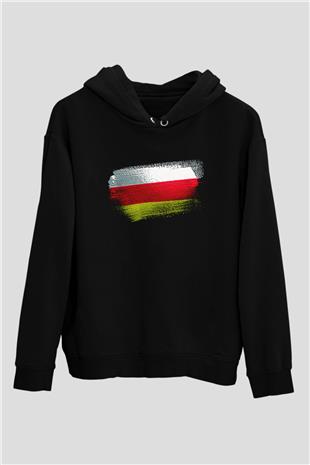 Güney Osetya - South Ossetia Bayrağı Baskılı Unisex Siyah Hoodie