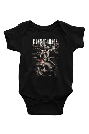 Guns N’ Roses Baskılı Siyah Bebek Body - Zıbın