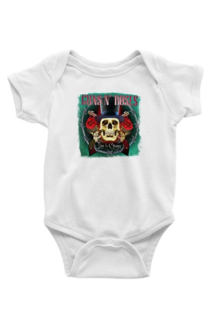 Guns N Roses Baskılı Unisex Beyaz Bebek Body - Zıbın
