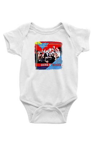 Guns N Roses Baskılı Unisex Beyaz Bebek Body - Zıbın