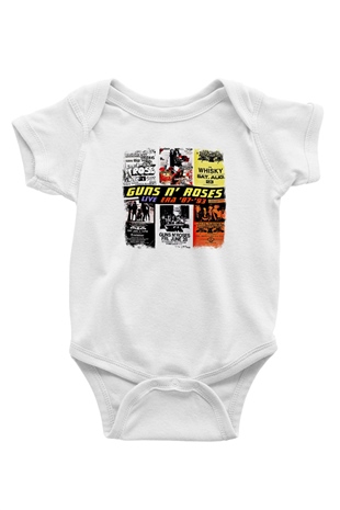Guns N Roses Baskılı Unisex Beyaz Bebek Body - Zıbın