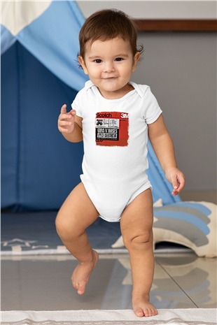 Guns N Roses Baskılı Unisex Beyaz Bebek Body - Zıbın